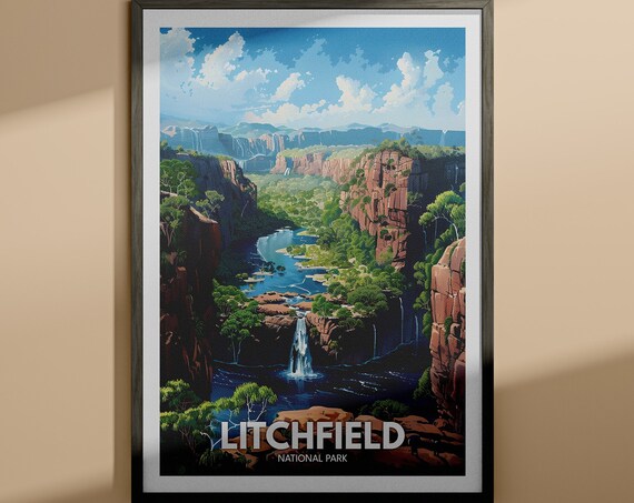 Litchfield National Park Canyon Waterfall Red Rock Outback Poster