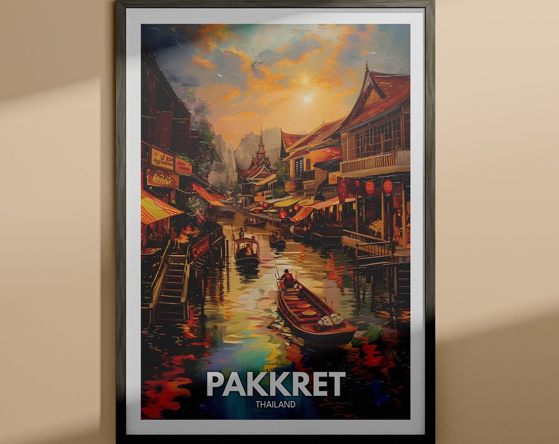 Pakkret Print Pakkret Travel Poster Thailand Wall Art Print Thailand Home Decor Travel Wall Art Poster Unique City Print
