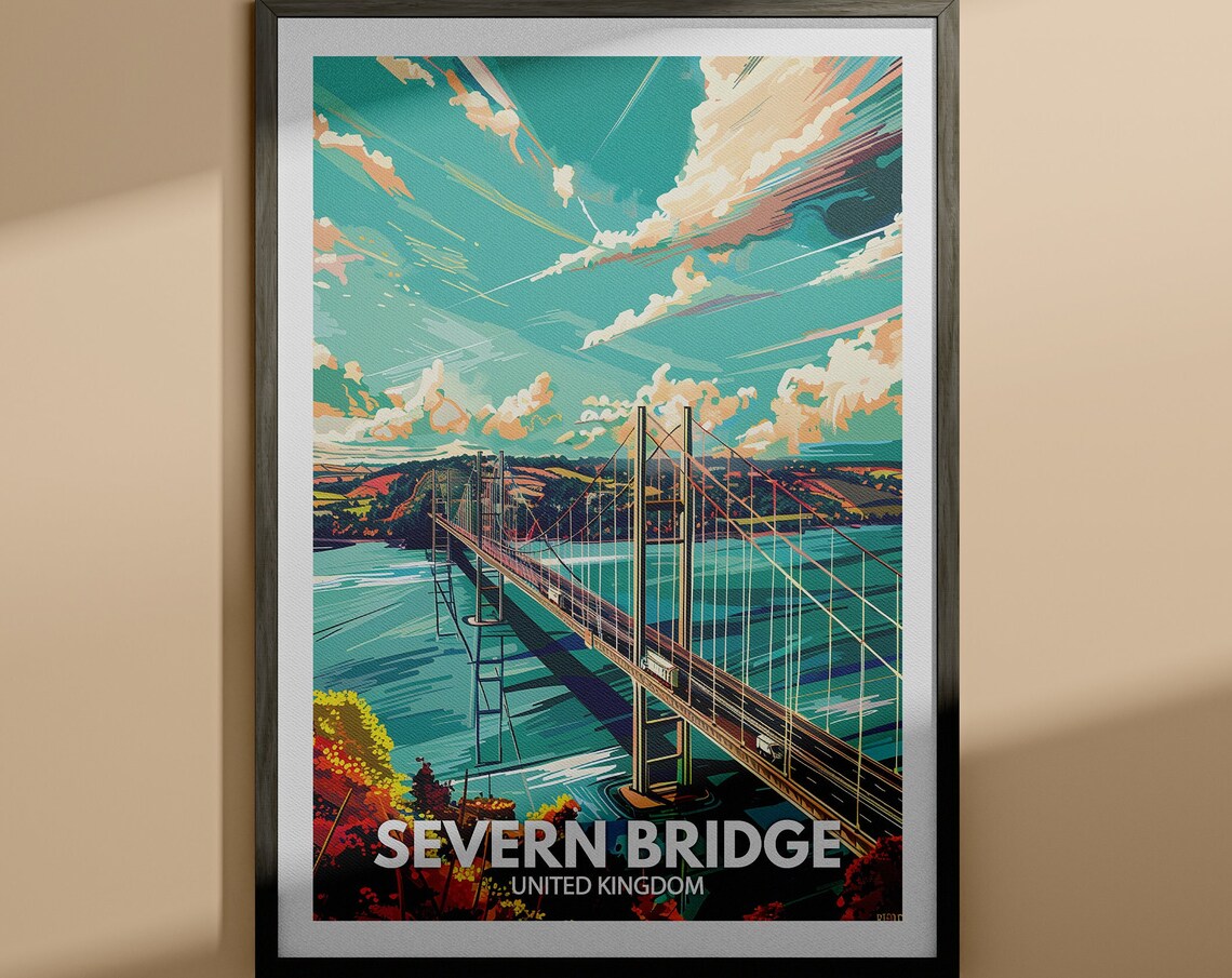Severn Bridge United Kingdom Sunset Suspension Bridge Poster