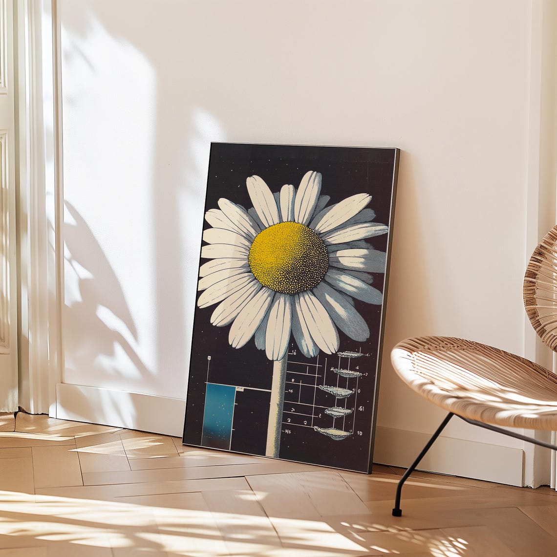 Giant Daisy Botanical Diagram Dark Floral Science Art Poster - Image 4