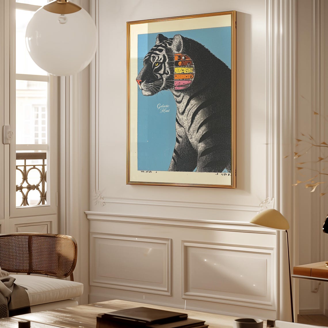 Galactic Hunt Tiger Cosmic Cutaway Retro Sci Fi Space Art Poster - Image 2