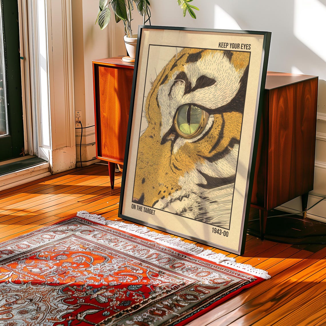 Keep Your Eyes On The Target Tiger Eye Vintage 1943 Art Poster - Image 2