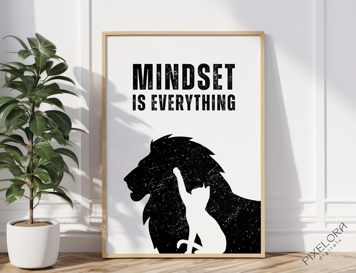 Mindset Is Everything Motivational Wall Art Inspirational Poster Encouraging Quote Office Decor