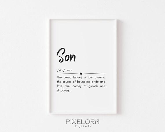 Son Definition Loving Family Quote Heartfelt Parents Gift Poster