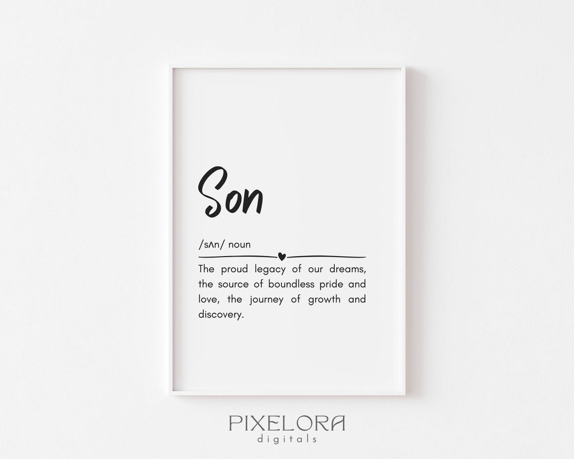 Son Definition Loving Family Quote Heartfelt Parents Gift Poster
