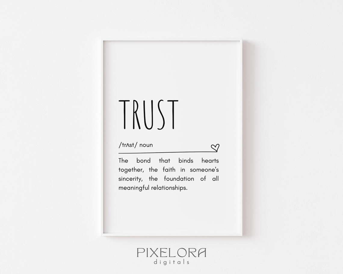 Trust Definition Wall Art Inspirational Quote Motivational Poster Personal Growth Office Decor