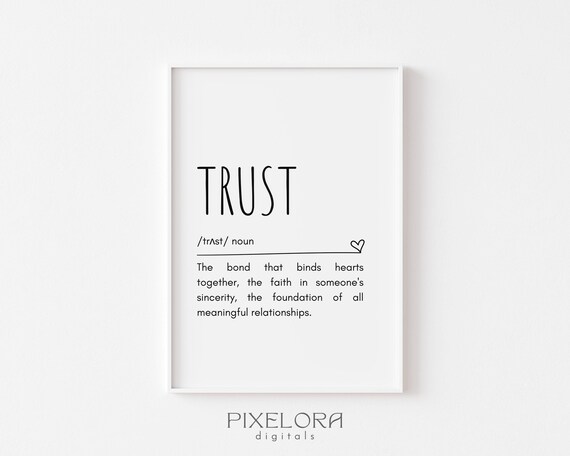 Trust Definition Wall Art Inspirational Quote Motivational Poster Personal Growth Office Decor