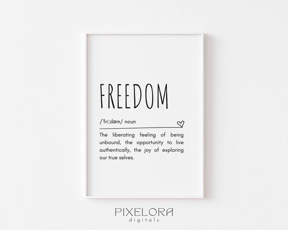 Freedom Definition Dictionary Art Print Inspirational Quote Home Decor