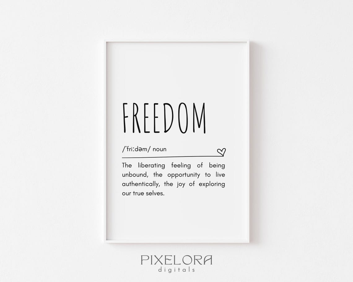 Freedom Definition Dictionary Art Print Inspirational Quote Home Decor