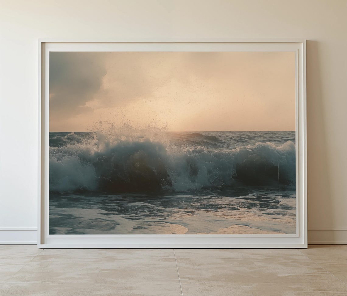 Breaking Ocean Wave At Sunrise Golden Light Surf Photography Poster - Image 8