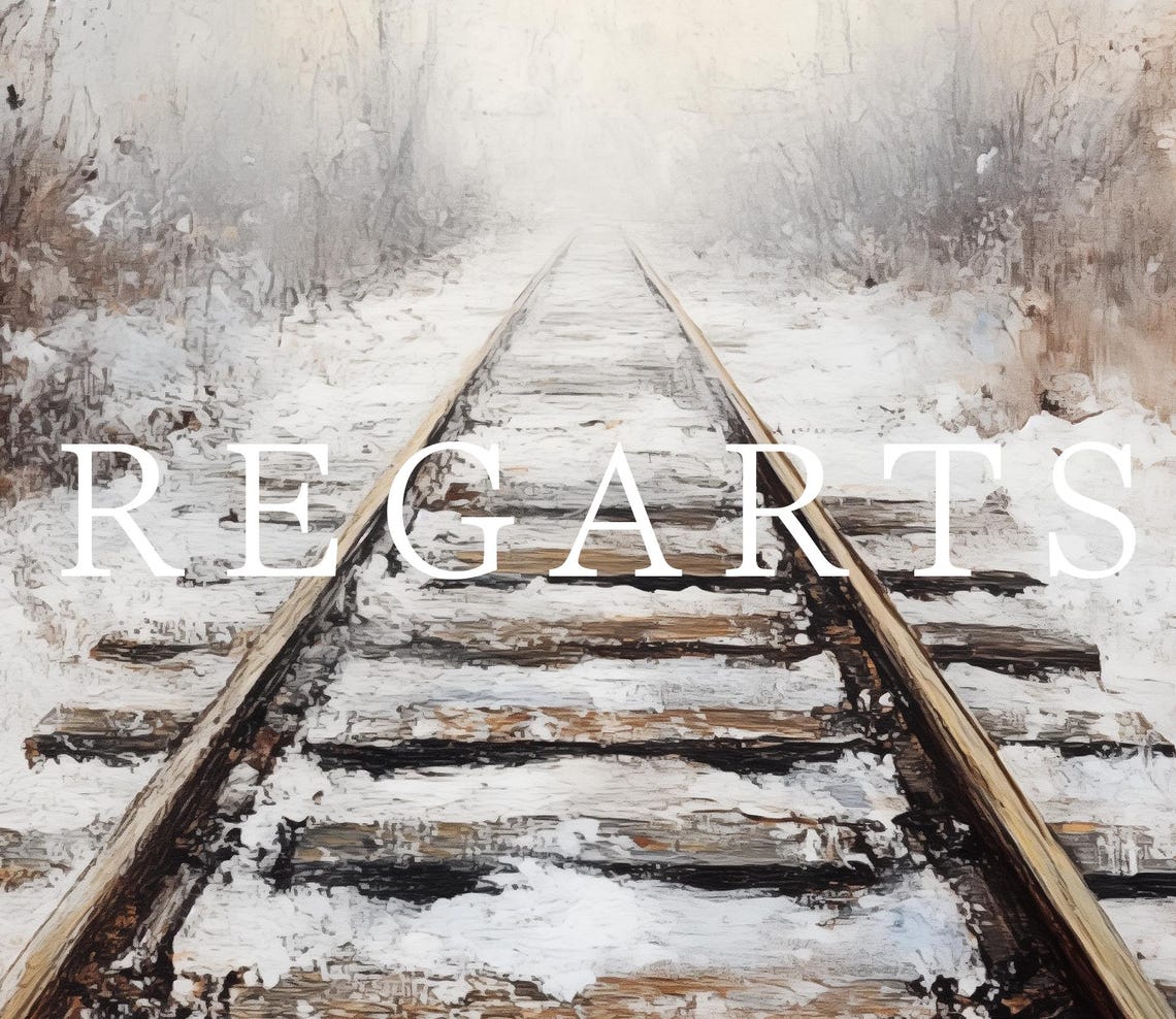 Train Tracks Through Snowy Winter Forest Misty Railroad Poster - Image 5