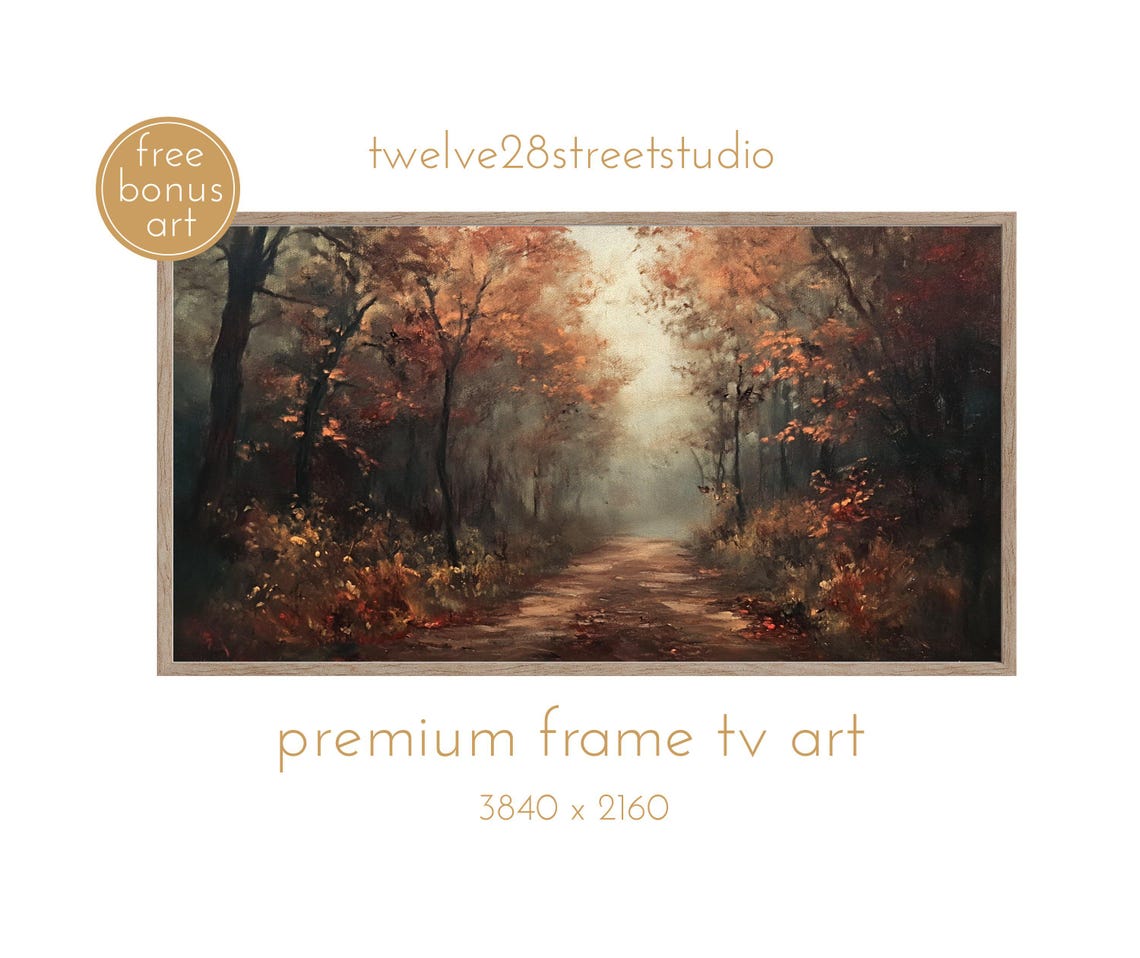 Fall Autumn Forest Path Misty Old Masters Woodland Sunset Glow Poster