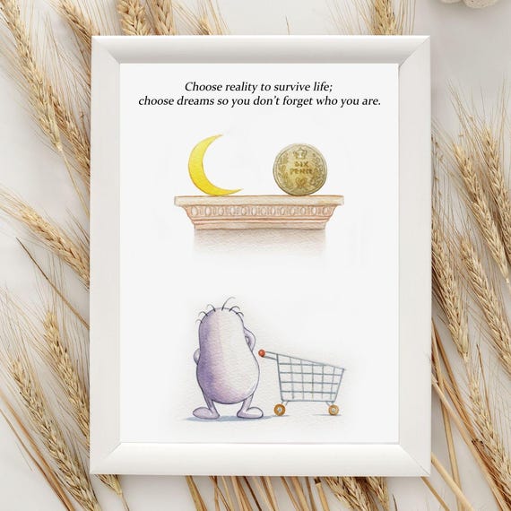 The Moon And Sixpence Motivational Quote Wall Artdigital Poster Minimalist Hand Drawnfunnywarmhealingoffice