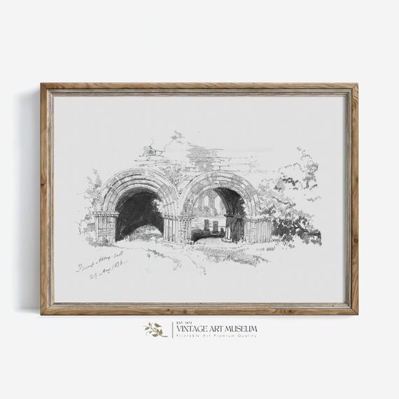 Arches Architecture Sketch Vintage Print Minimalist French Country Decor Neutral Wall Art 221