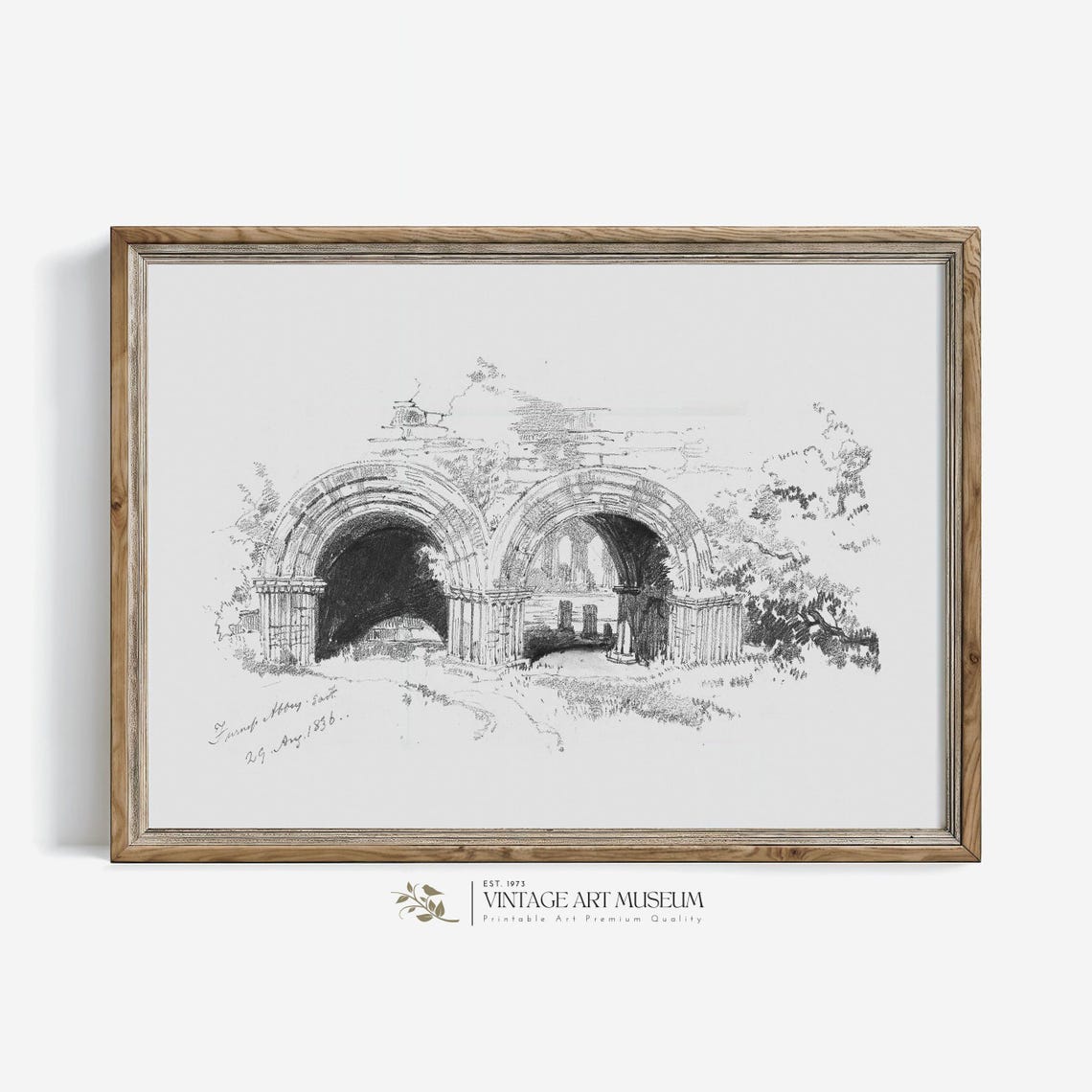 Furness Abbey Arches Antique Sketch Dated 1836 Architecture Wall Art