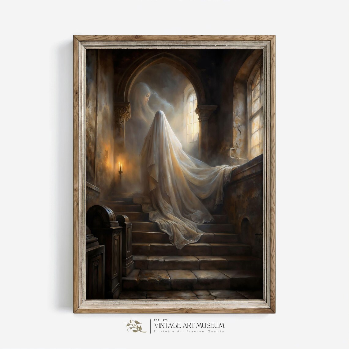 Ghost Of The Castle Halloween Vintage Style Art Print