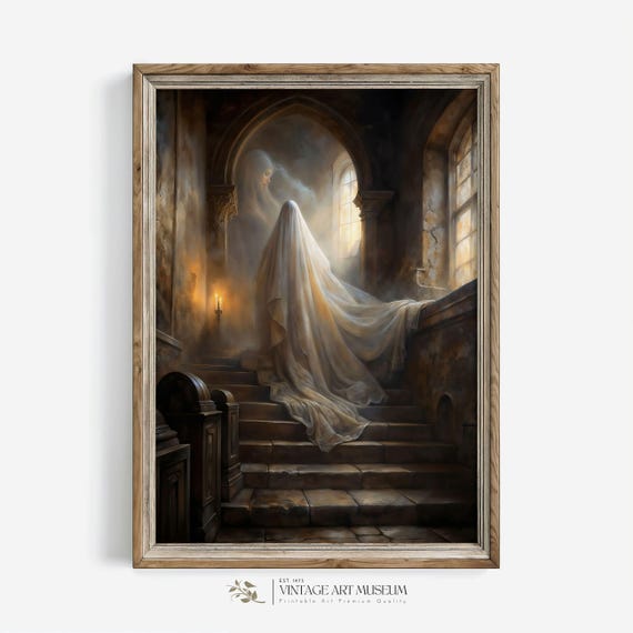 Ghost Of The Castle Halloween Vintage Style Art Print