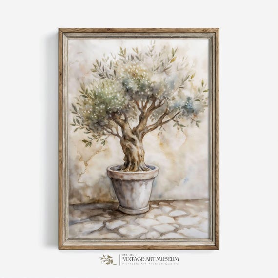 Vintage Style Olive Tree In A Pot Unique Nursery Wall Art Print In Warm Tones 595
