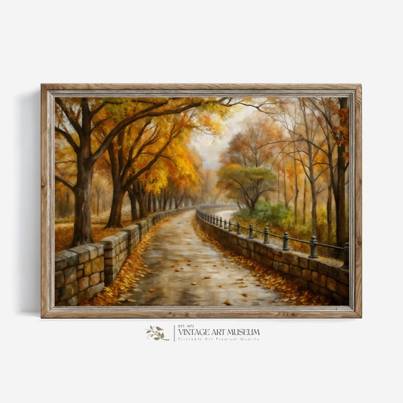 Fall Alley Under Trees, Vintage Autumn Landscape Art Print
