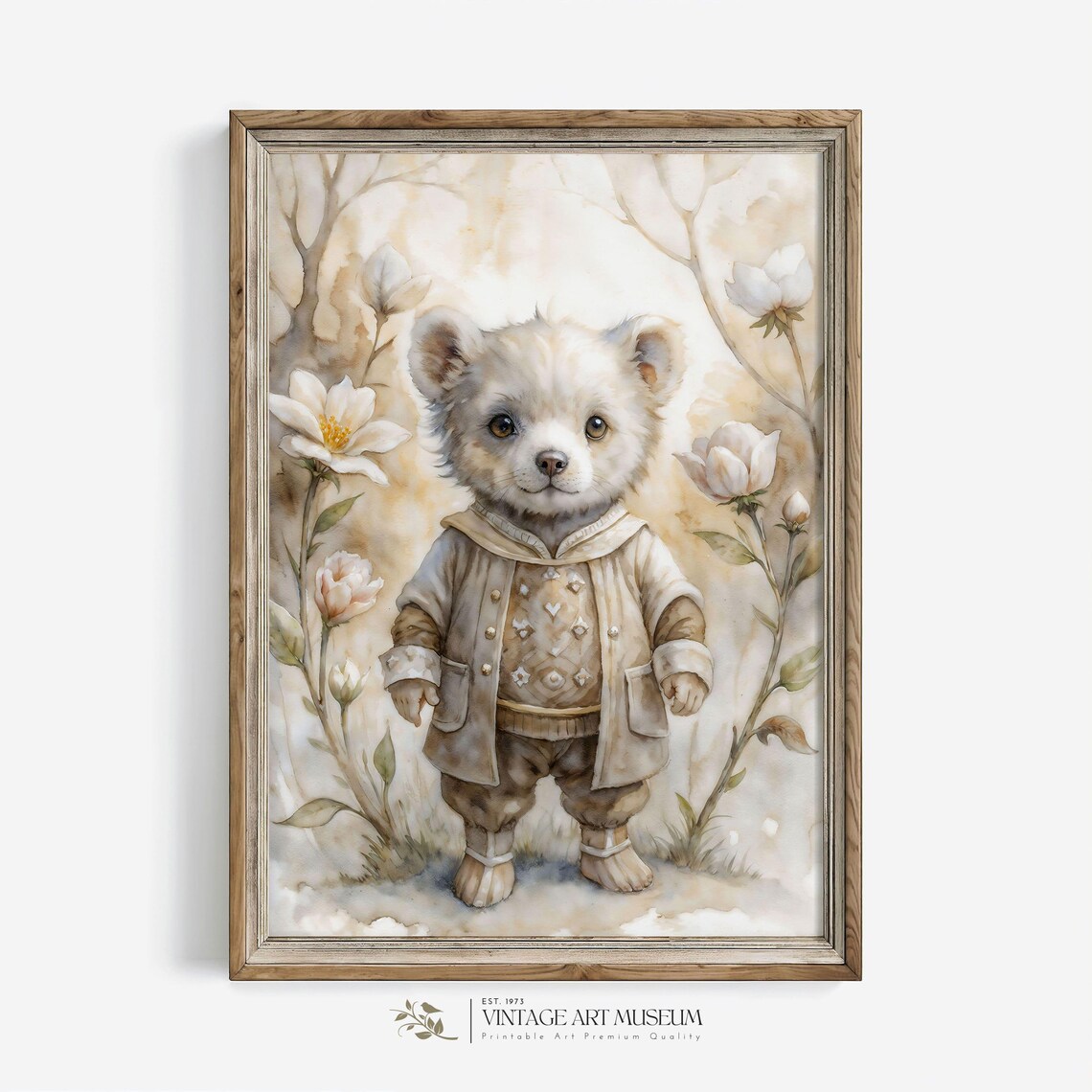 Cute Little Bear Nursery Watercolor Animal Wall Art for Kids - Image 3