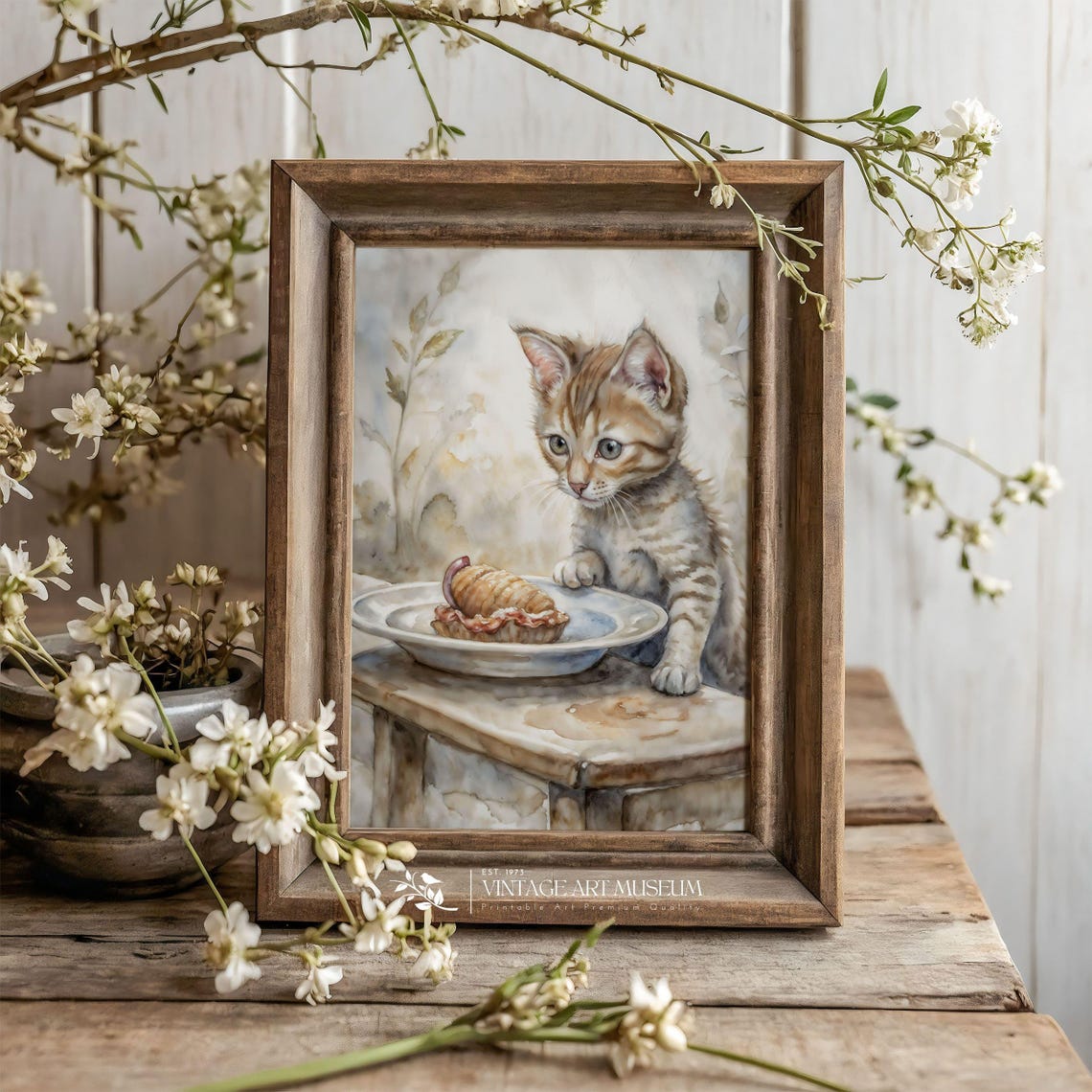 Vintage Style Cute Cunning Kitten Wall Art Print Kids Nursery Decor In Warm Tones 586 - Image 2
