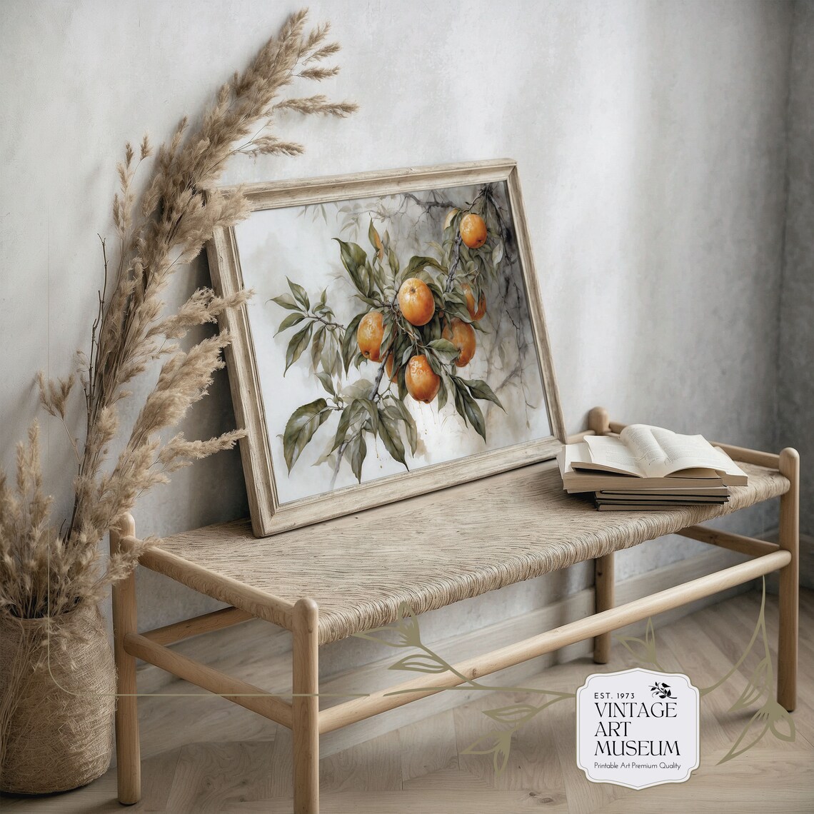 Tangerine Branch Still Life, Vintage Botanical Art Print - Image 2