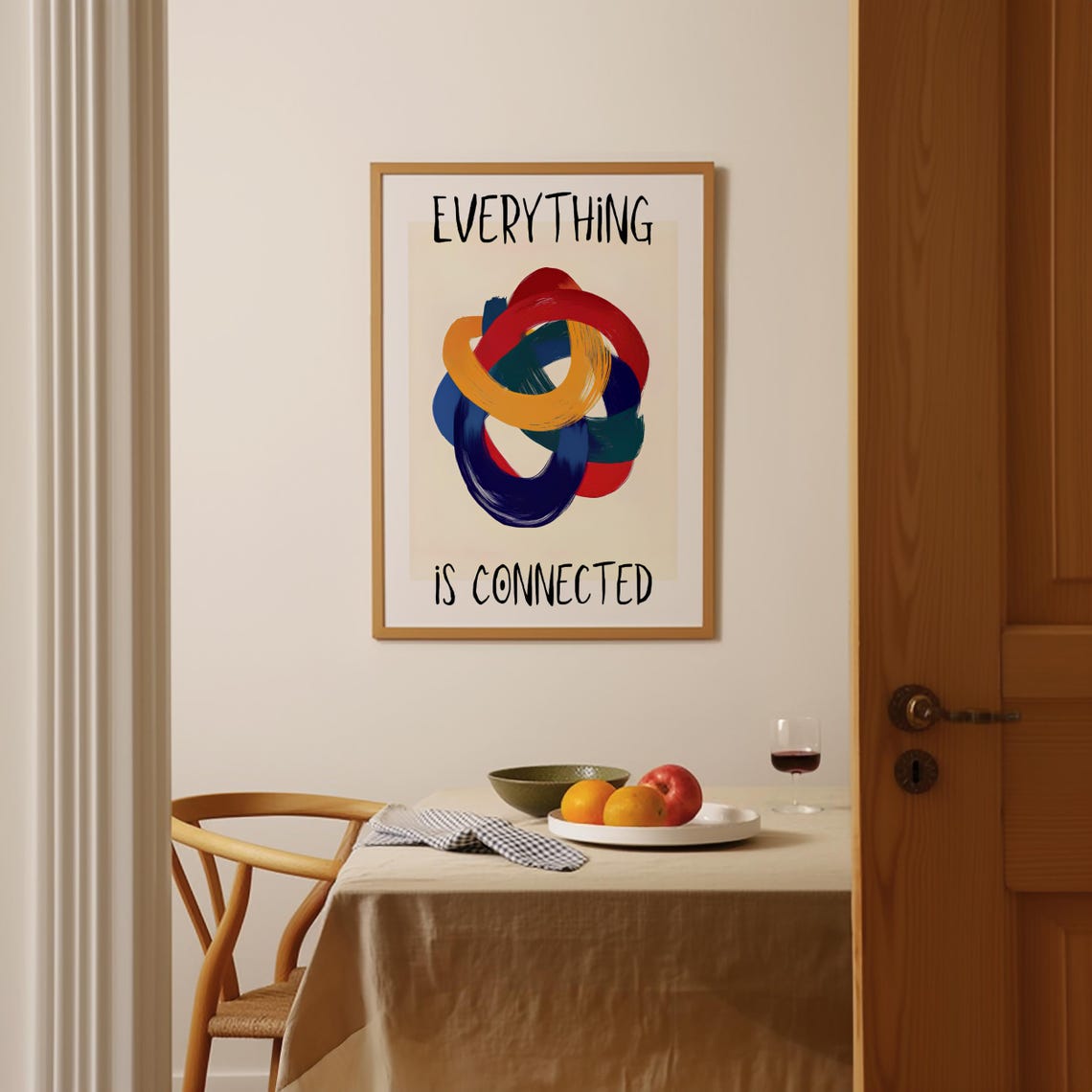 Everything Is Connected Colorful Abstract Rings Quote Wall Art - Image 2