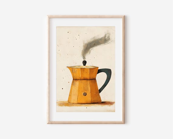 Moka Pot Retro Kitchen Wall Art Vintage Italian Coffee Maker Poster Coffee Art Rustic Kitchen Decor