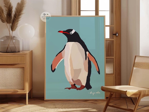 Gentoo Penguin Wall Art Minimalist Arctic Animal Print