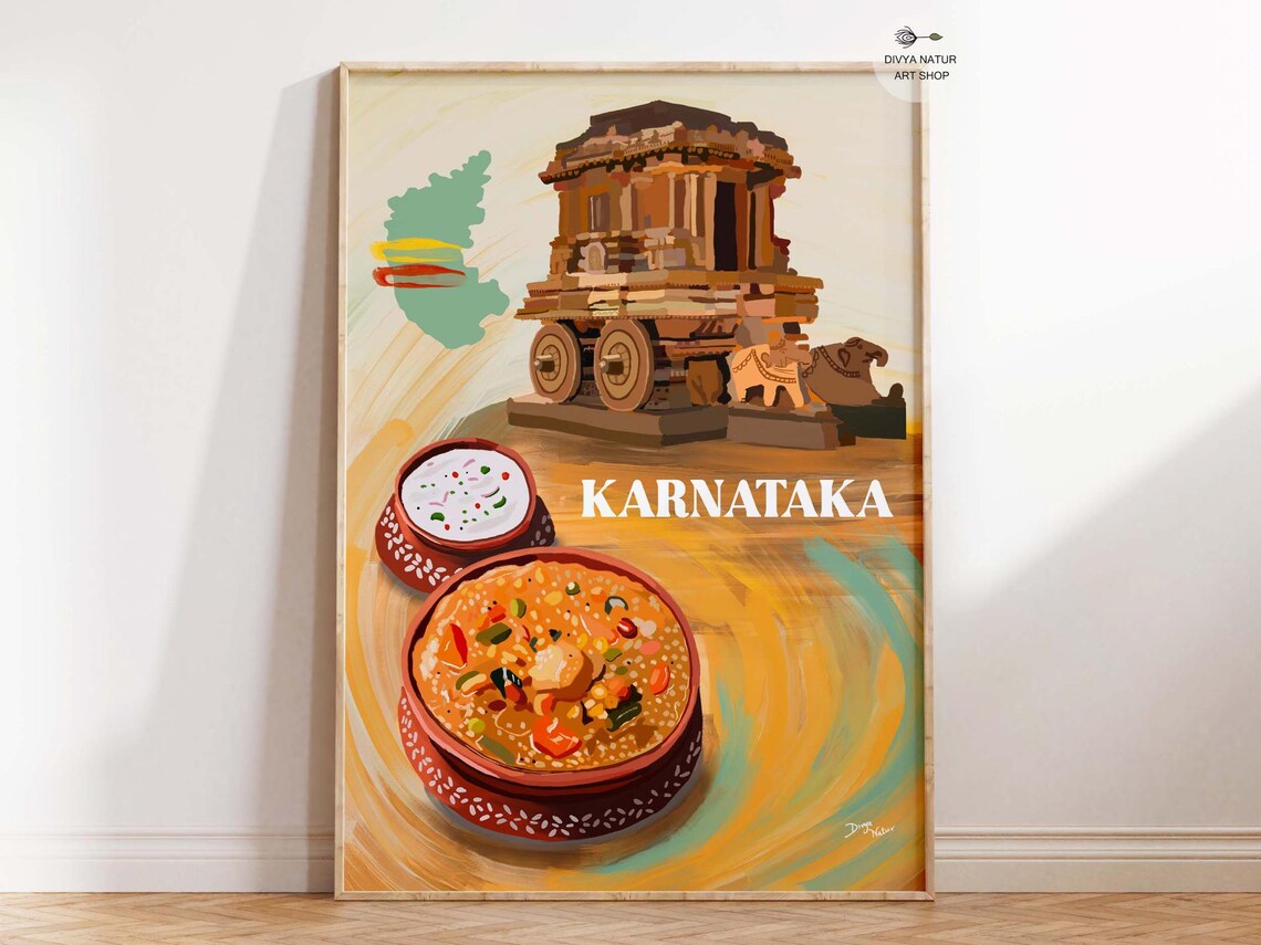 Karnataka Heritage Art Print, Hampi Chariot