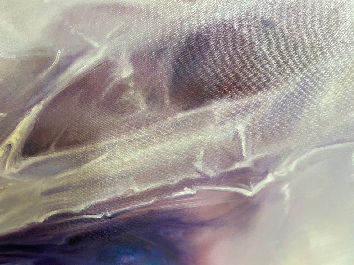 Siamese Cat Blue Eyes Peeking Through Plastic Sheet Oil Painting Print - Image 2