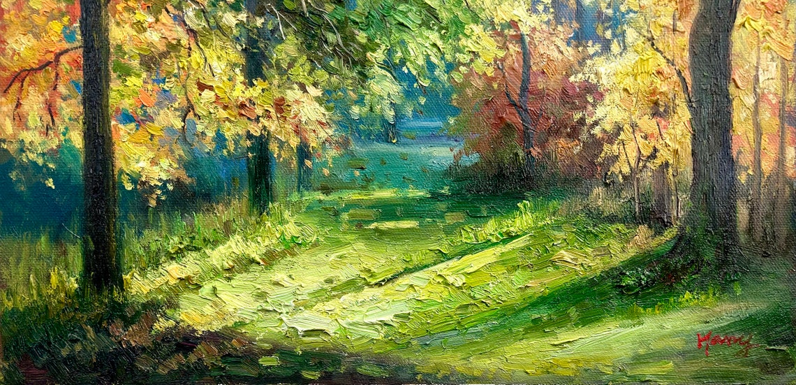 Colorful Autumn Forest Path With Golden Foliage Sunlight Poster - Image 3