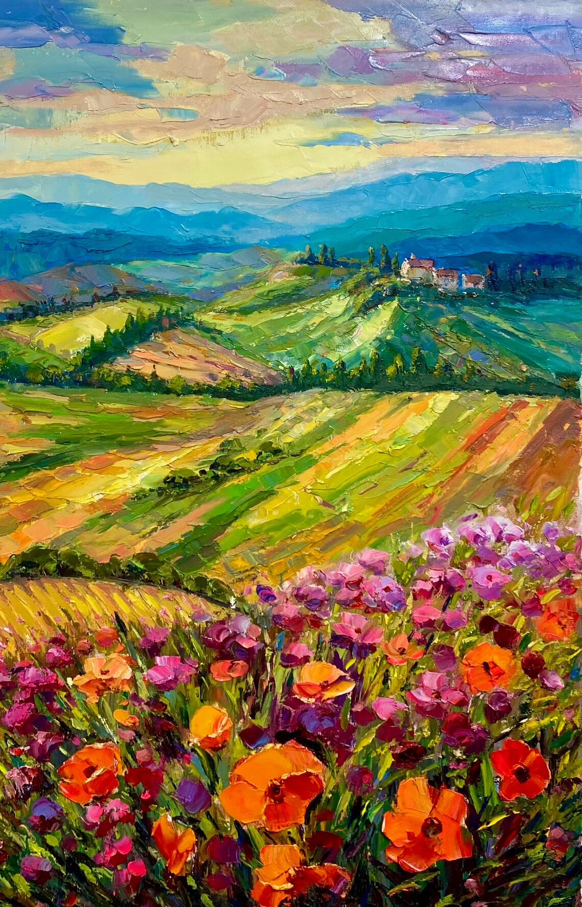Abstract Mountain Flower Landscape Oil Painting Art Print - Image 5