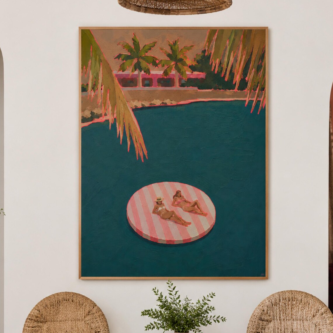 La Concha Beach Club Painting Print, French Riviera Poster