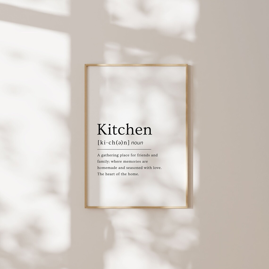 Kitchen Definition Wall Art, Minimal Poster Print