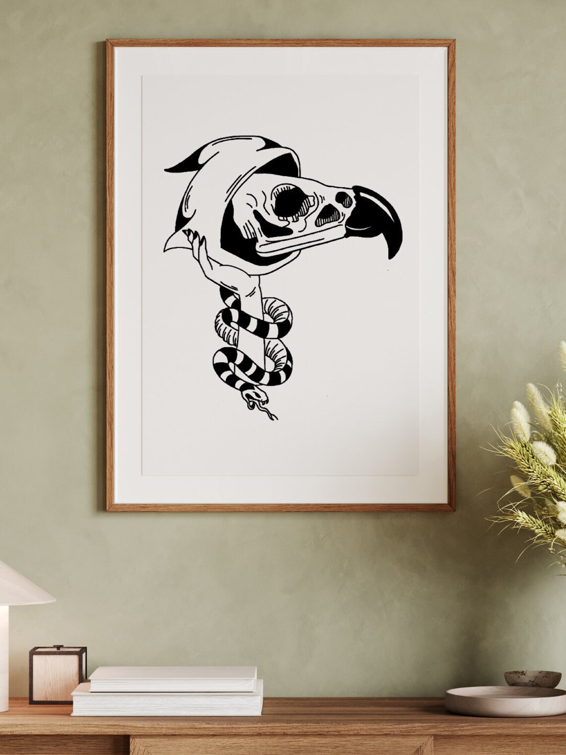Hidden Bird Skull Hand Snake Coil Dark Gothic Tattoo Art Poster - Image 2