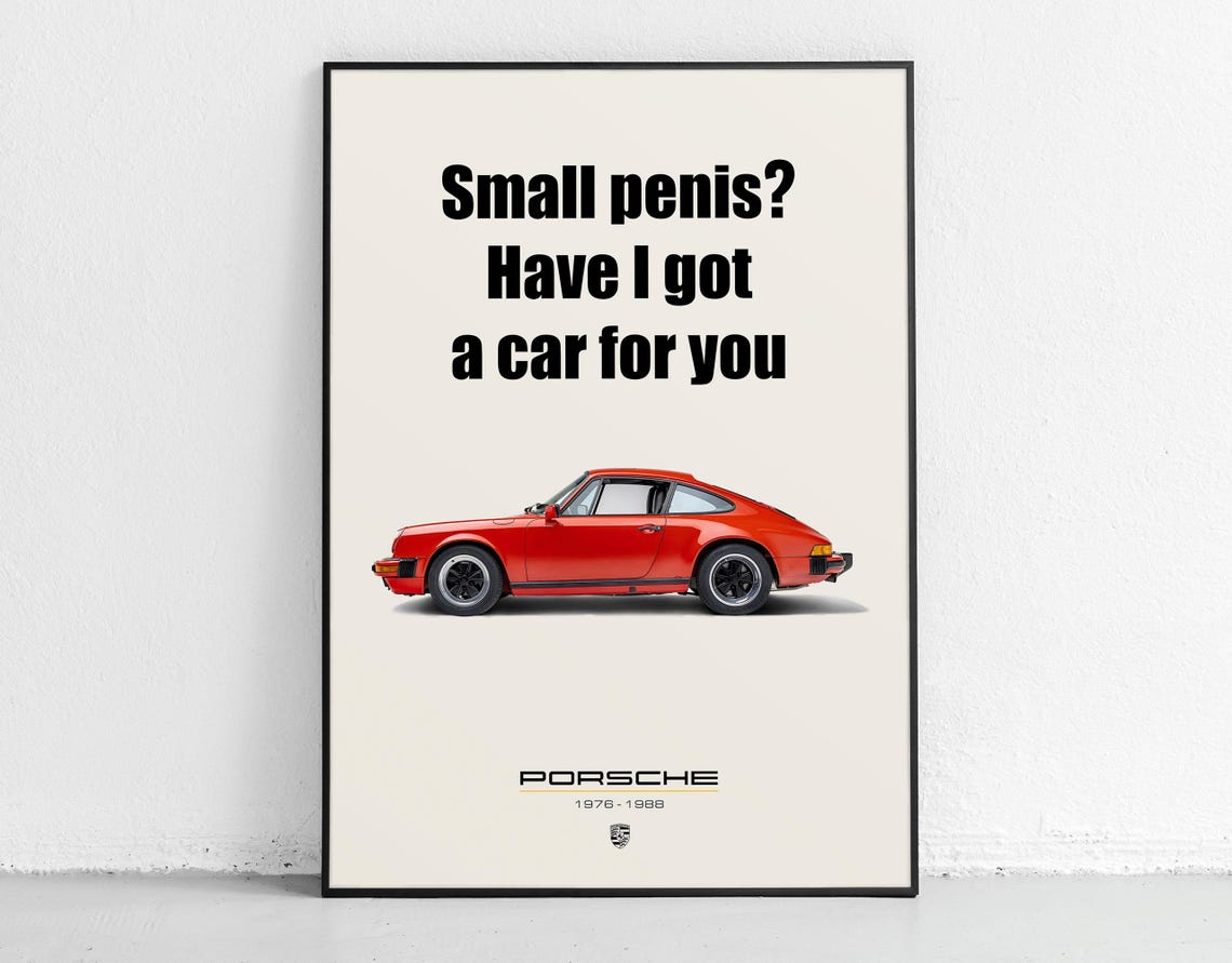 Red Porsche 911 1976-1988 Cheeky Funny Quote Garage Art Poster