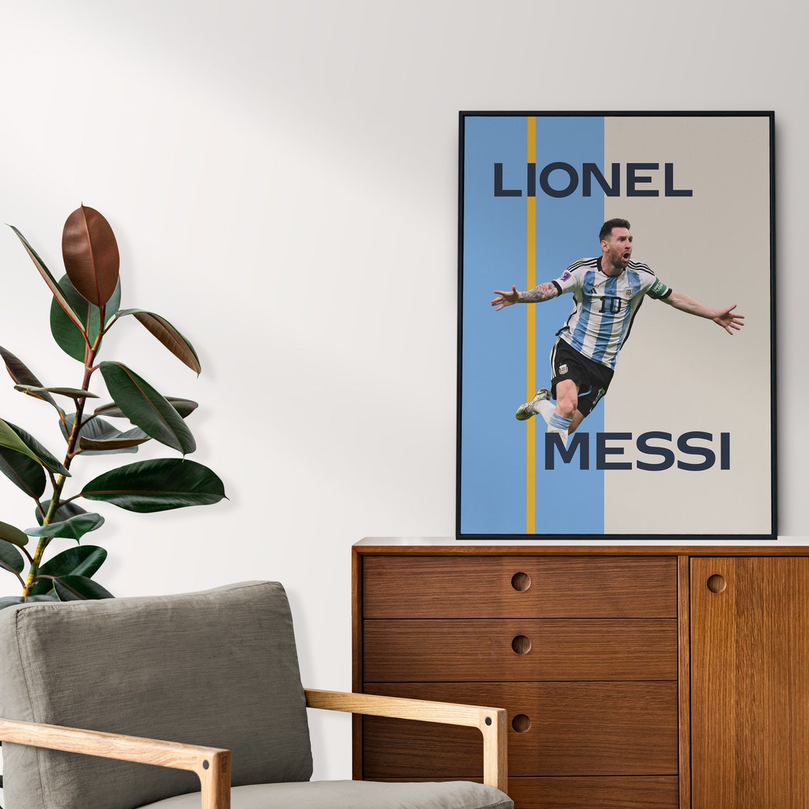 Lionel Messi Argentina Number 10 Bold Typography Soccer Poster - Image 2