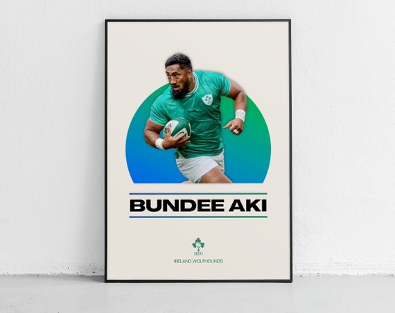Bundee Aki Poster The Wolfhounds Rugby Print Ireland Rugby Poster Bundee Aki Print Ireland Rugby Print Rugby