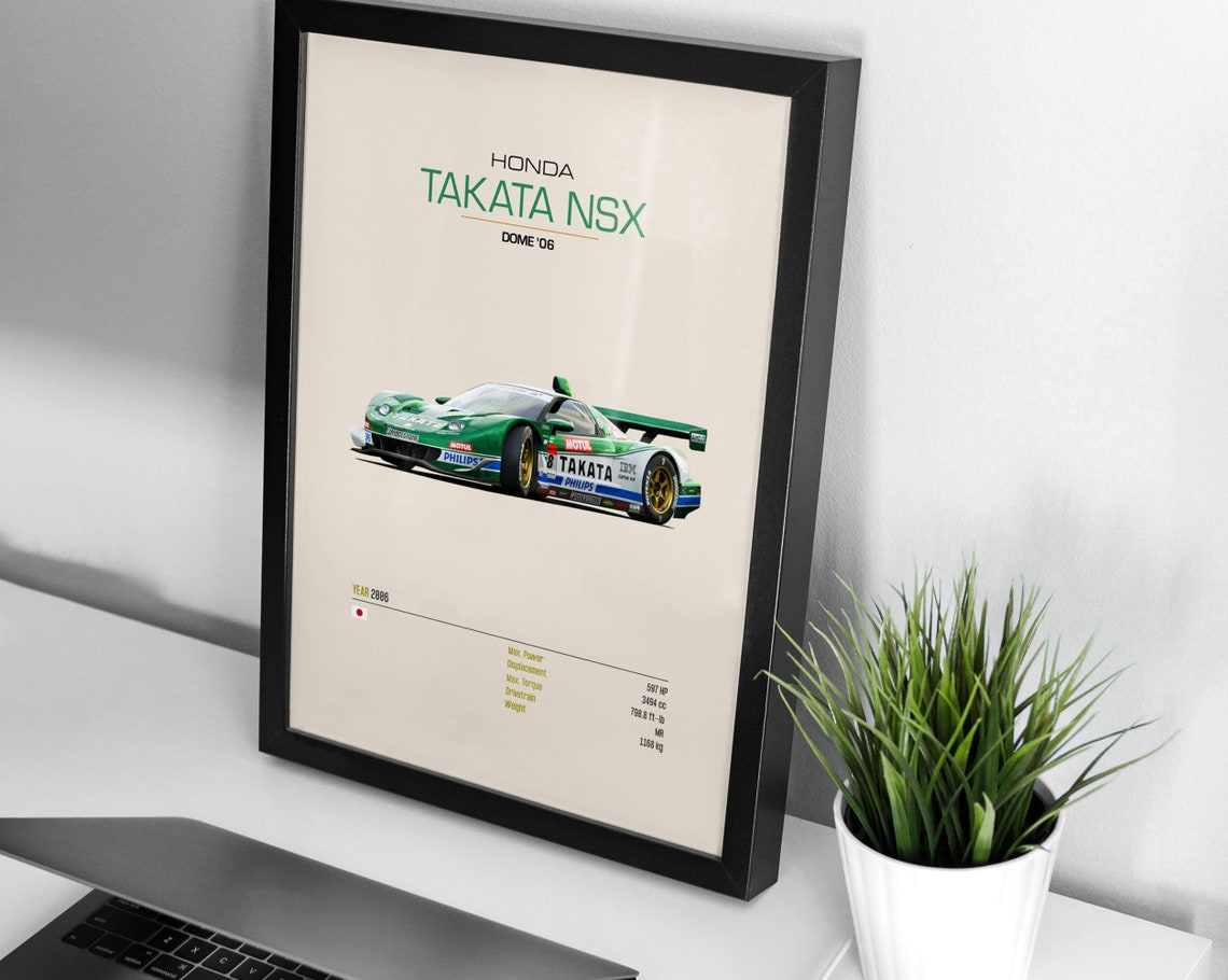 Honda Takata NSX Dome 2006 Super GT Race Car Spec Sheet Poster