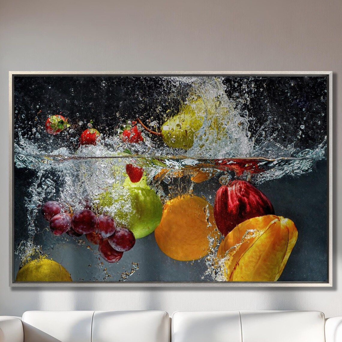 Splashing Fruit Under Water, Kitchen Art Print