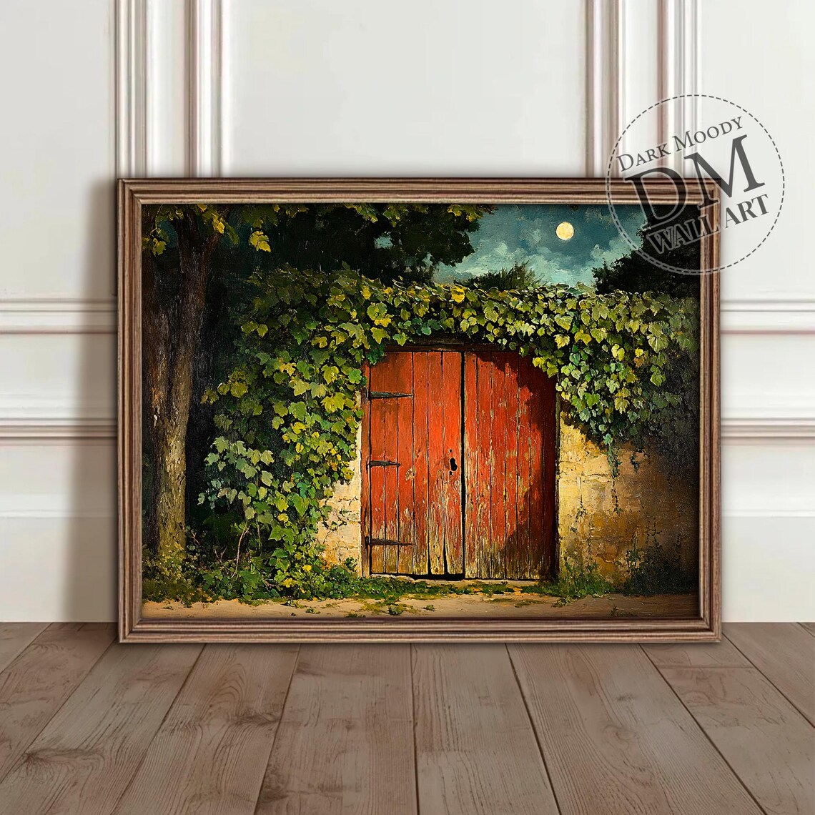 Haunted Red Door Gothic Rustic Ivy Stone Art Print