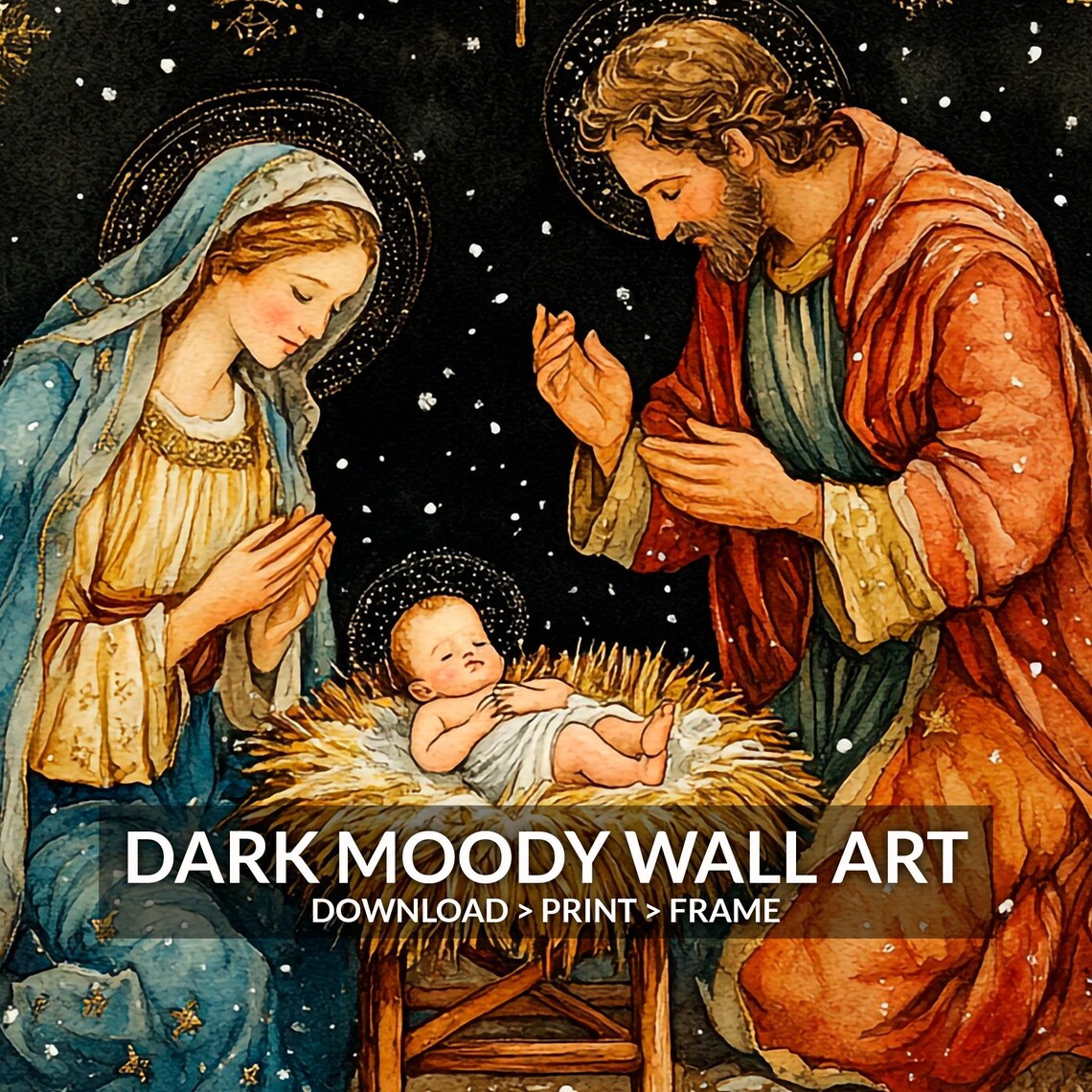 Nativity Scene Birth of Baby Jesus Vintage Art Print - Image 6