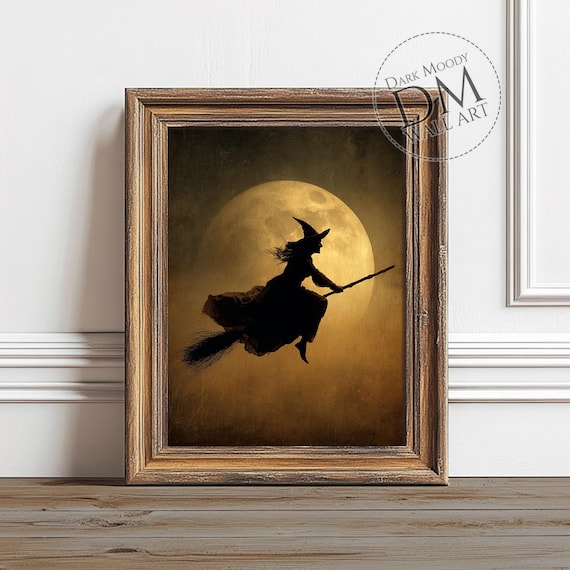 Salem Witch Wall Art New England Halloween Moon Print