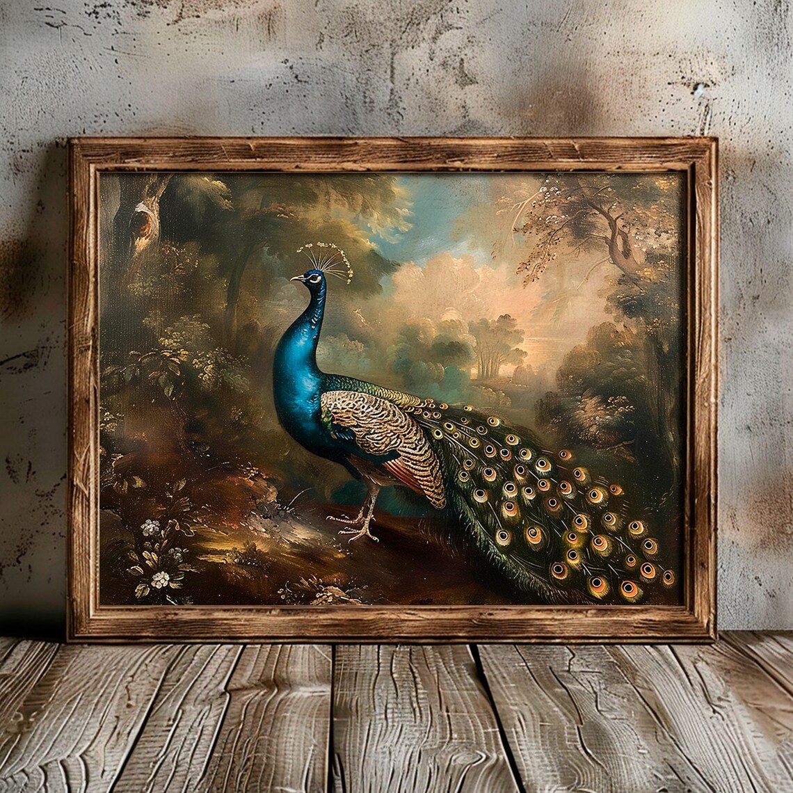 Antique Peacock Print, Moody Rustic Farmhouse Decor - Image 6