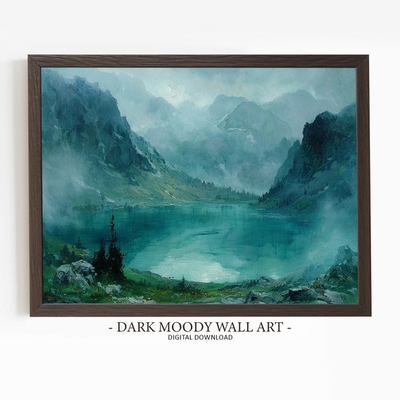 Mountain Lake Print Irish Landscape Dark Moody Art Wall Art Rustic Wall Art
