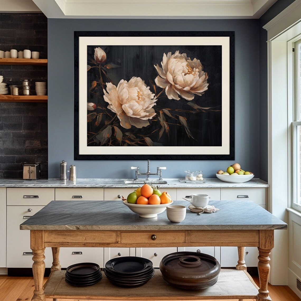 Moody Peony Painting, Dark Cottagecore Art Print - Image 2