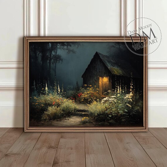 Haunted Cabin Wall Art, Witchy Gothic Rustic