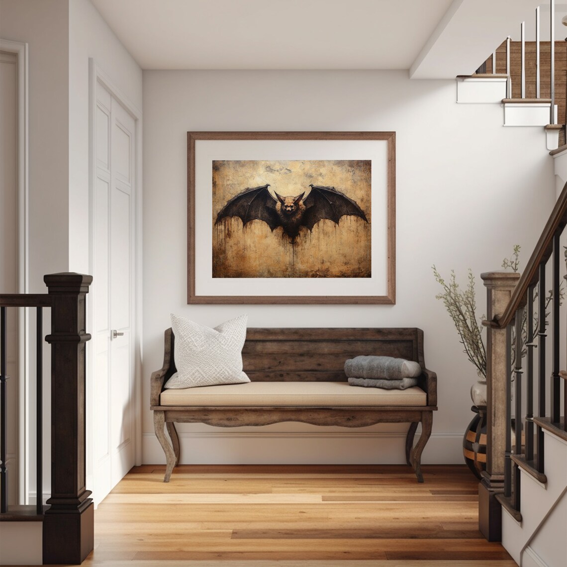 Vintage Bat Painting, Gothic Halloween Art Print - Image 3