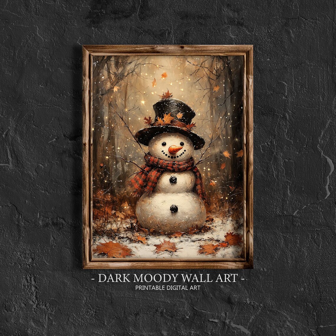 Rustic Snowman Vintage Christmas Art Print - Image 2